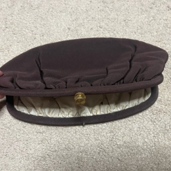VTG 1950's Rich Dark Brown Evening Clutch Kiss Lock Latch Handbag 10x5.5" - Picture 5 of 10